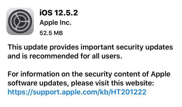 河津苹果手机维修分享iOS12.5.2发布，建议所有老苹果用户安装 
